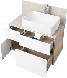 Акватон Мебель для ванной Мишель 80 с гранитной столешницей дуб эндгрейн/белый – фотография-5